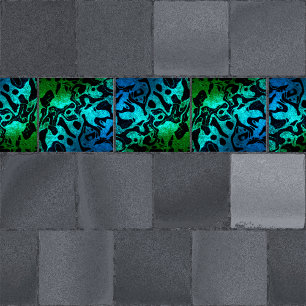 Carreau Motif ondulé pailleté bleu vert et noir