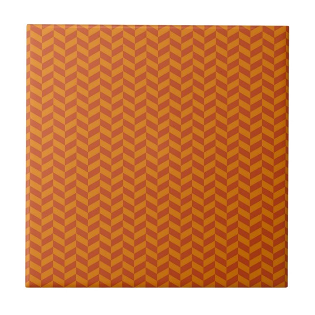 Carreau Motif orange brûlé de rayures de zigzag de Chevron (Devant)
