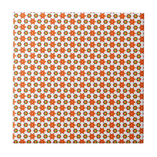 Carreau Motif orange d'étoiles et de taches de kitsch (Devant)