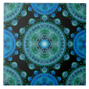 Carreau Motif oriental bleu fractal