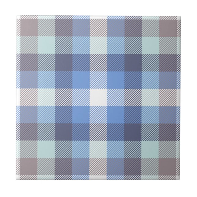 Carreau Motif plat moderne bleu Taupe Tartan (Devant)