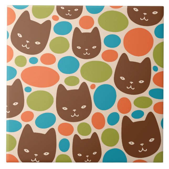Carreau Motif Polka Dot Cats (Devant)