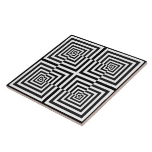 Carreau Motif psychédélique Carré noir rétro