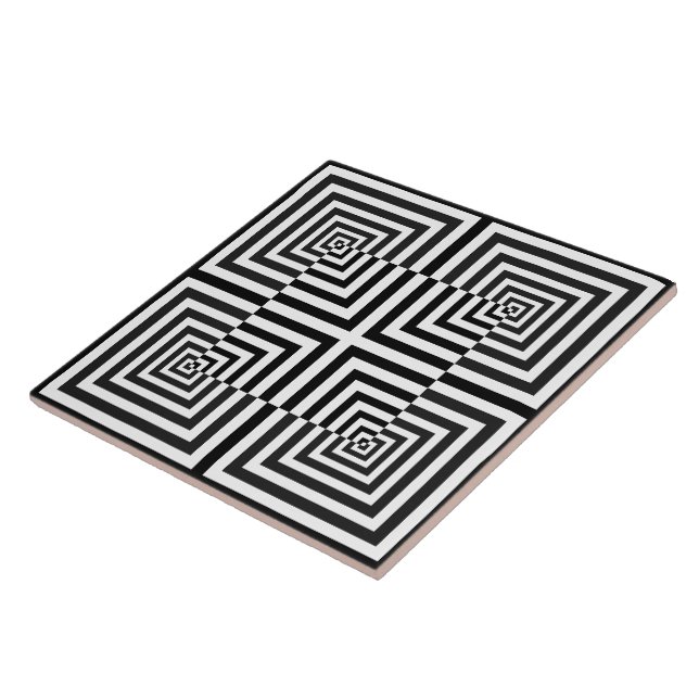 Carreau Motif psychédélique Carré noir rétro (Côté)