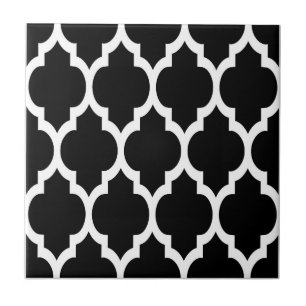 Carreau Motif Quatrefeuilles Marocain Noir Blanc #4