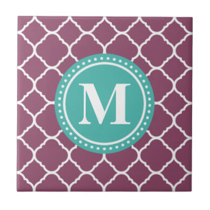 Carreau Motif Quatrefoil bleu Monogram Aqua