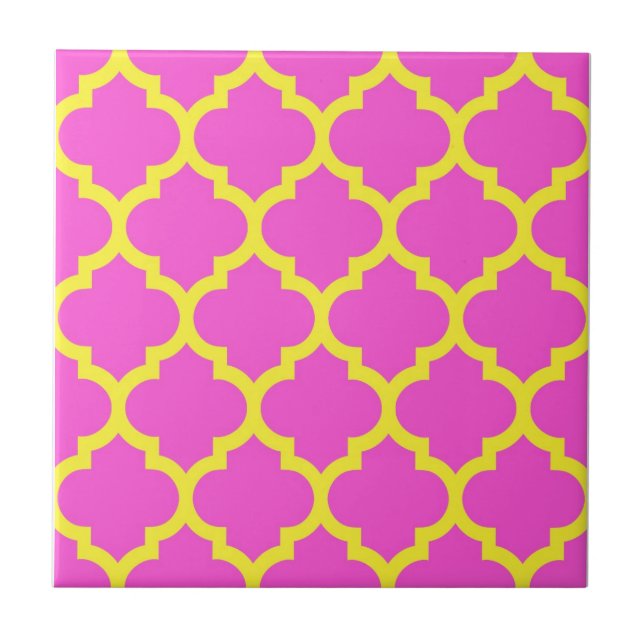 Carreau Motif Quatrefoil Marocain Rose Chaud #5 (Devant)
