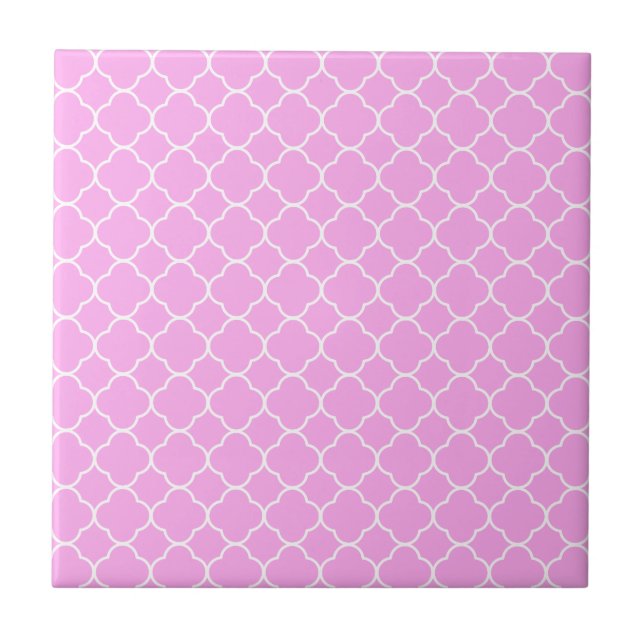 Carreau Motif Quatrefoil Rose Et Blanc (Devant)