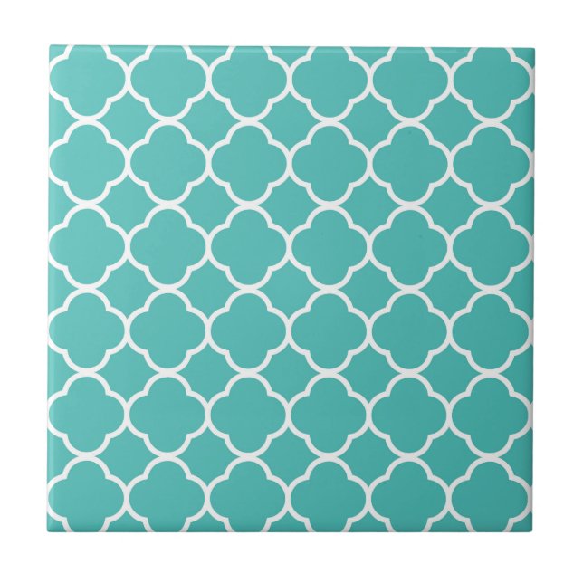 Carreau Motif Quatrefoil turquoise (Devant)