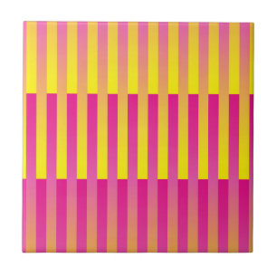 Carreau Motif rayé orange jaune rose