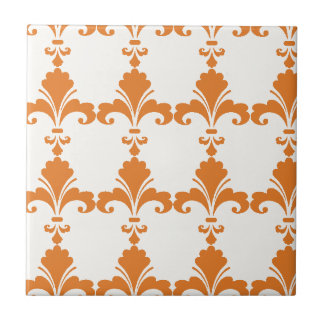 Carreau Motif Rétro Orange Fleur-De-Lis
