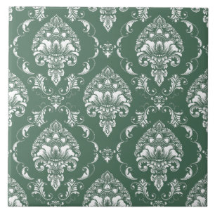 Carreau Motif rétro vert olive classique de style victorie