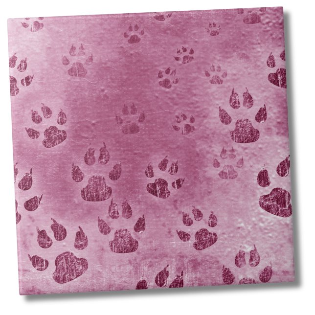 Carreau Motif rose (Cute Pink Pattern Animal Paw Prints Ceramic Tile)