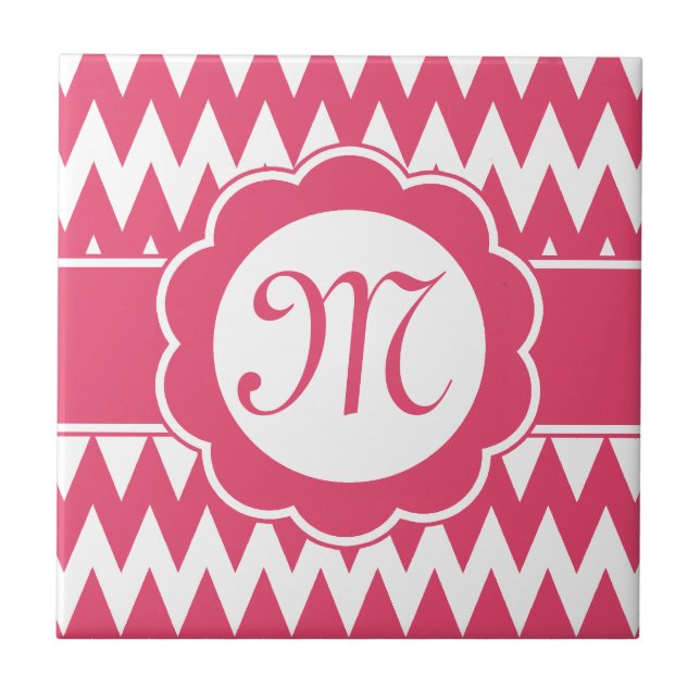 Carreau Motif rose Chevron & Fleur Monogram (Devant)