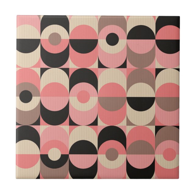 Carreau Motif rose moderne de la moitié du siècle (Devant)