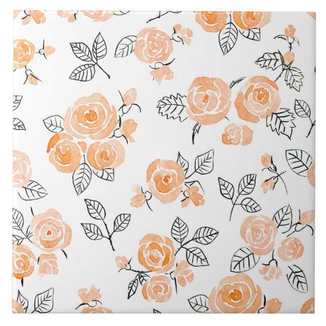 Carreau Motif rose Peach (Devant)