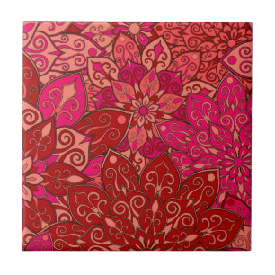 Carreau Motif rouge et rose de mandala