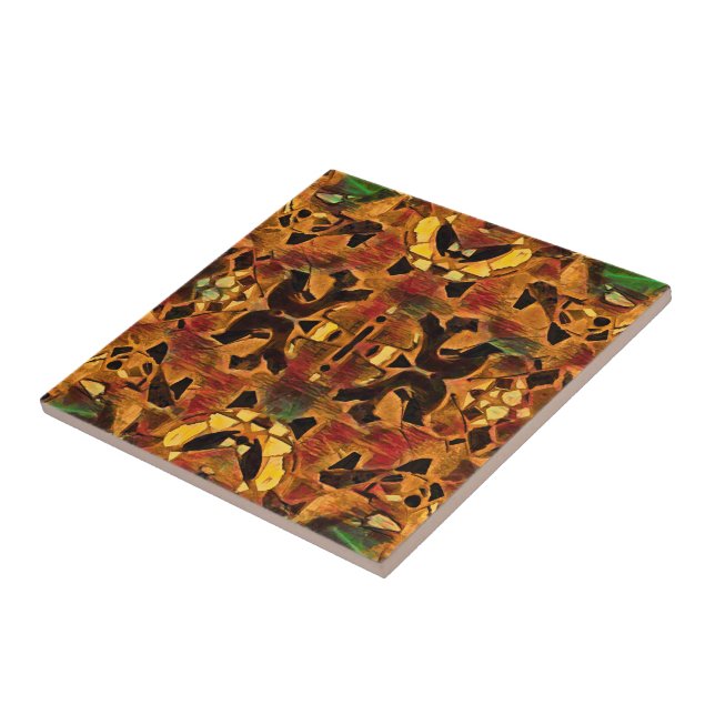 Carreau Motif rouge vert Brown autochtone de l'Ouest triba (Côté)