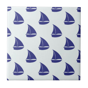 Carreau Motif Royal Blue Sailboat