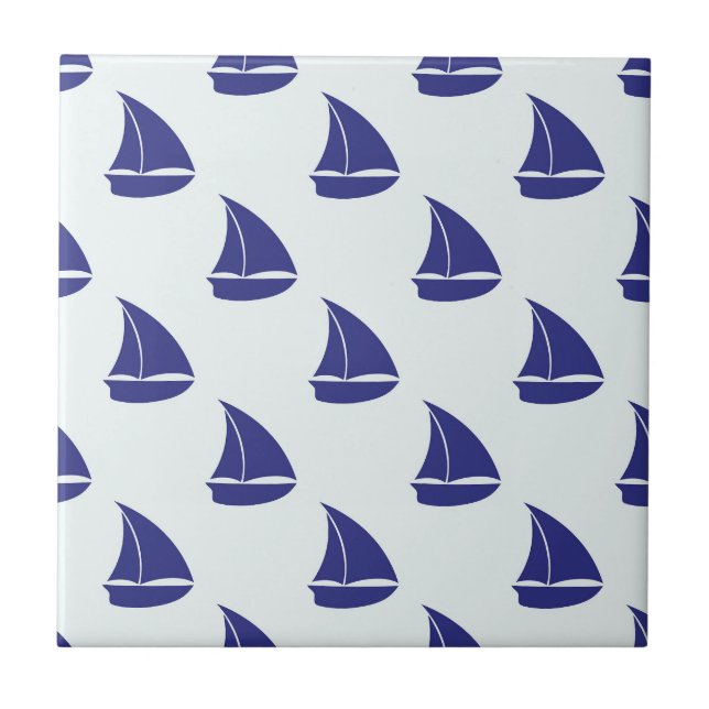 Carreau Motif Royal Blue Sailboat (Devant)