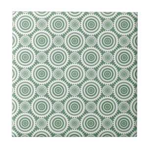 Carreau Motif Sage Green et White Stlish Circles