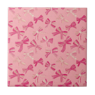 Carreau Motif sans couture à ruban rose coquette