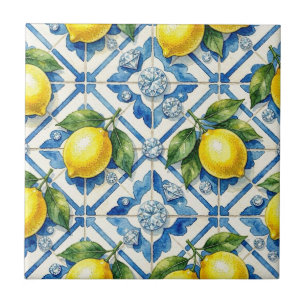 Carreau Motif sans couture citrons et diamants