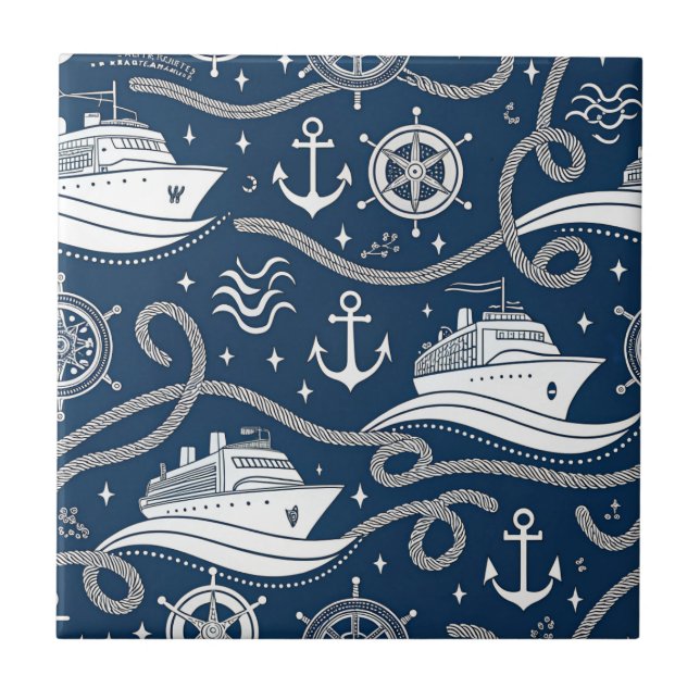 Carreau Motif sans couture de croisière nautique (Devant)