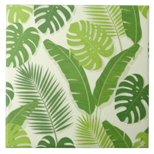 Carreau Motif sans couture de feuilles tropicales & Monste