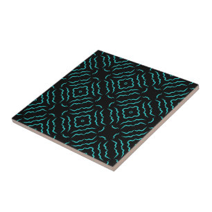 Carreau Motif sans couture en turquoise vif sur fond noir