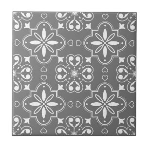 Carreau Motif sans couture méditerranéen moderne gris blan