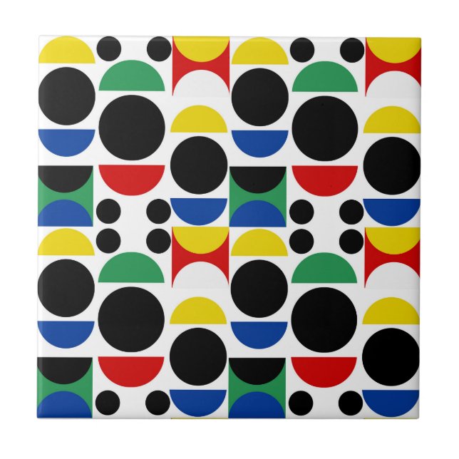 Carreau Motif scandinave du Bauhaus du milieu du siècle (Devant)