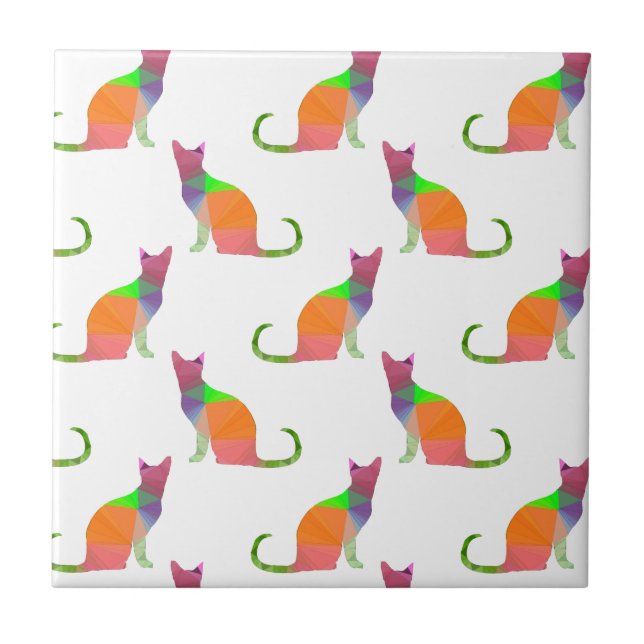Carreau Motif Silhouette de chat à basse densité (Devant)