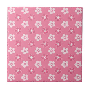 Carreau motif simple floral solide rose rétro petit flux