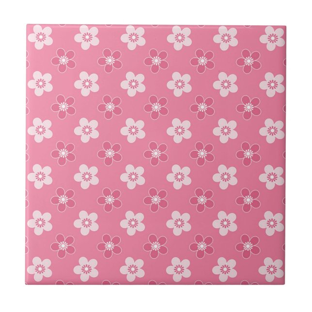 Carreau motif simple floral solide rose rétro petit flux (Devant)