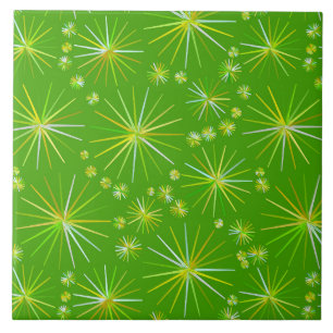 Carreau Motif Spoutnik du milieu du siècle, Vert olive