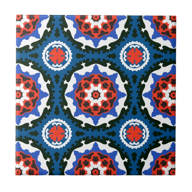 Carreau Motif Suzani aux ornements audacieux (Devant)