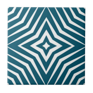 Carreau Motif tendance avec étoiles blanc et bleu vert M3
