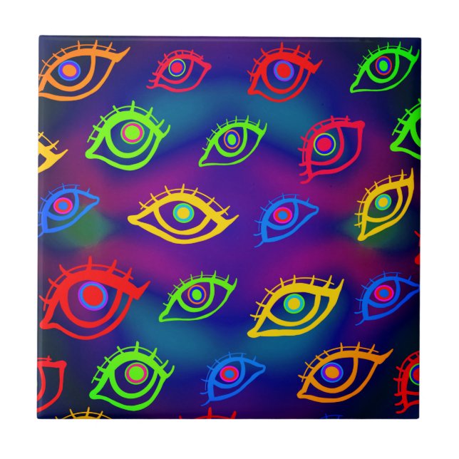Carreau Motif tendance néon coloré yeux (Devant)