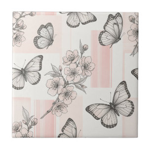 Carreau Motif toile de fond botanique papillon vintage (9)