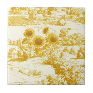 Carreau Motif Toile de Tour Soleil Grandmillennial Or