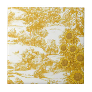 Carreau Motif Toile de Tournesol de Campagne Français Doré