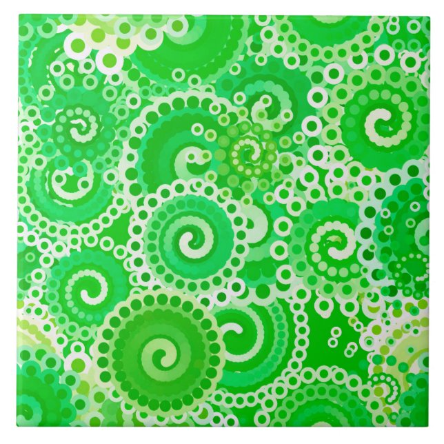 Carreau Motif tourbillon fractal, nuances vert printemps (Devant)