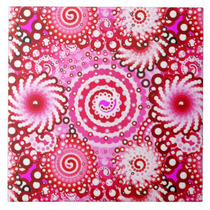 Carreau Motif tourbillon fractal, rose et marron