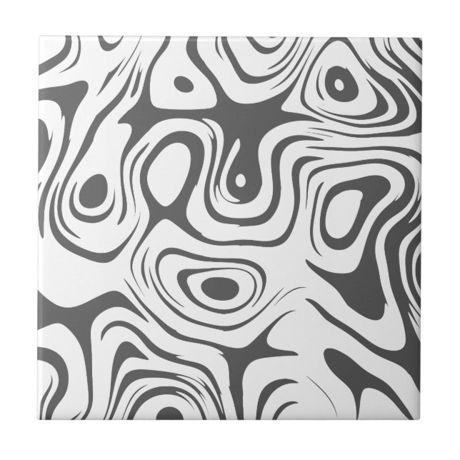 Carreau Motif Tourbillonnant gris et blanc Abstrait (Devant)