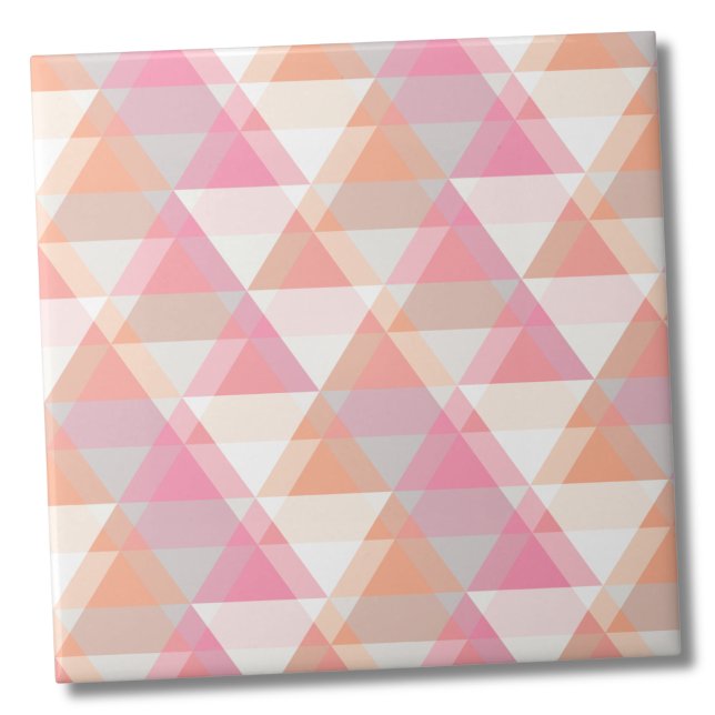 Carreau Motif triangle rose moderne (Modern Pink Orange Geometric Triangle Pattern ceramic tile)