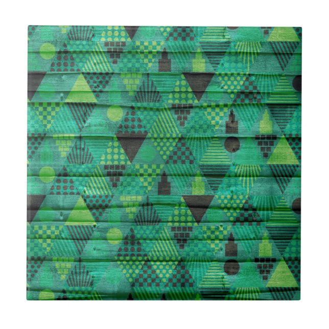 Carreau Motif triangle vert émeraude foncé (Devant)