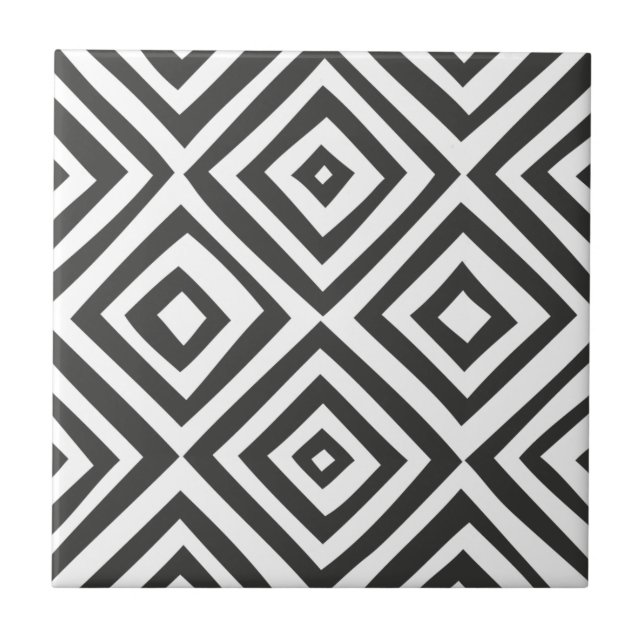 Carreau Motif triangulaire Abstrait en forme de blanc noir (Devant)