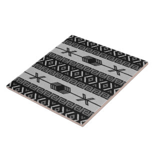 Carreau Motif Tribal Aztec Noir Et Blanc Du Sud-Ouest