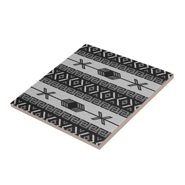 Carreau Motif Tribal Aztec Noir Et Blanc Du Sud-Ouest (Côté)